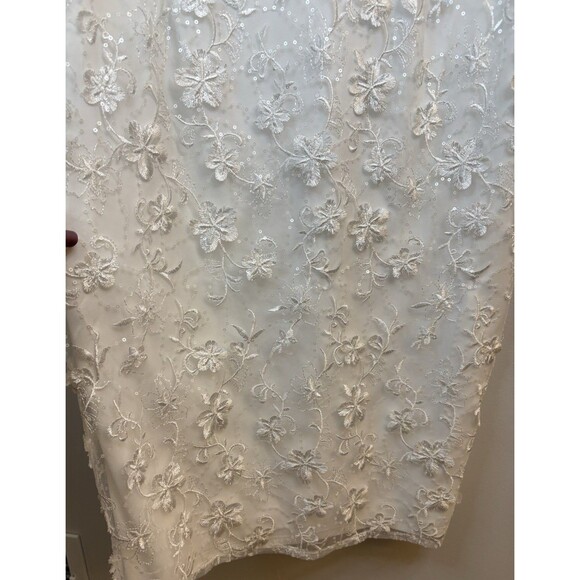 ADRIANNA PAPELL Ivory Floral Embroidered Sheath Dress Women 12 Overlay Cocktail - Picture 7 of 14